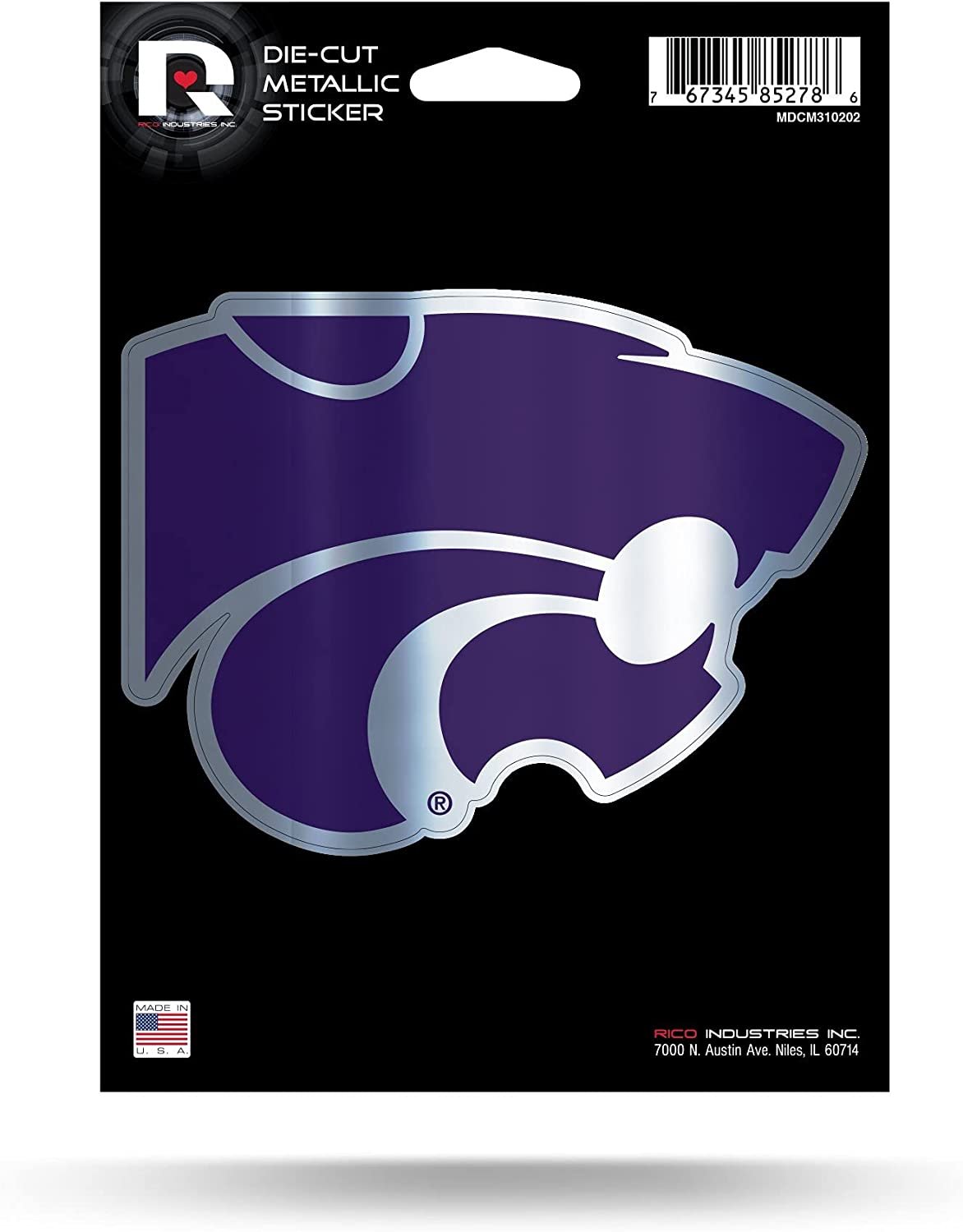 Kansas State University Wildcats 5 Inch Decal Sticker Die Cut Chrome Metallic Shimmer Design by Fielders Choice