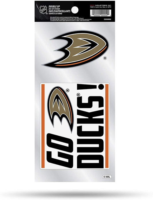 Anaheim Ducks 2-Piece Double Up Die Cut Sticker Decal Sheet, 4x8 Inch by Fielders Choice