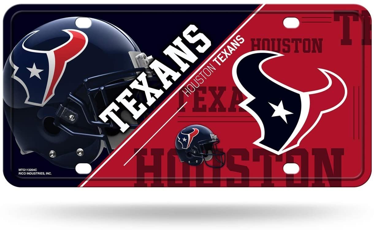 Houston Texans Metal Auto Tag License Plate, Split Design, 6x12 Inch by Fielders Choice