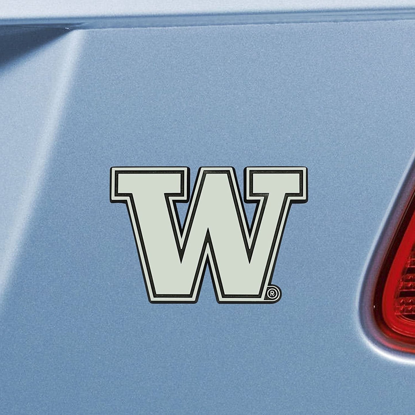 University of Washington Huskies Premium Solid Metal Raised Auto Emblem, Shape Cut, Adhesive Backing by Fielders Choice