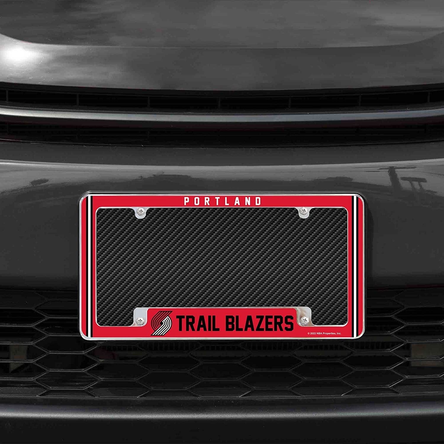 Portland Trail Blazers Metal License Plate Frame Chrome Tag Cover Alternate Design 6x12 Inch by Fielders Choice