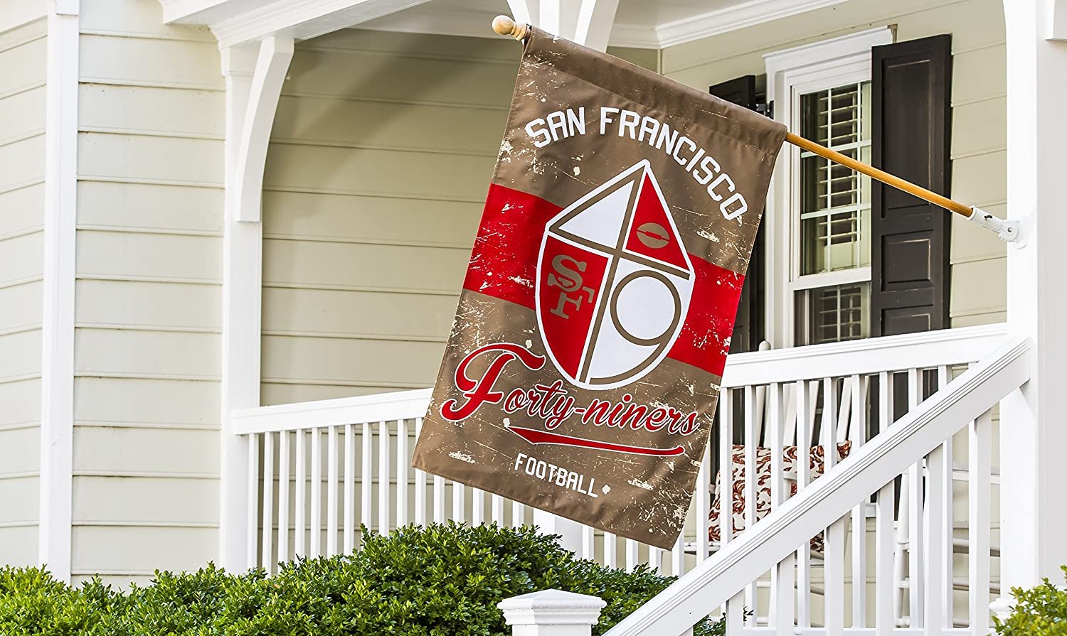 San Francisco 49ers Premium House Flag Banner, Double Sided, Retro Vintage Style, Linen, 28x44 Inch by Fielders Choice