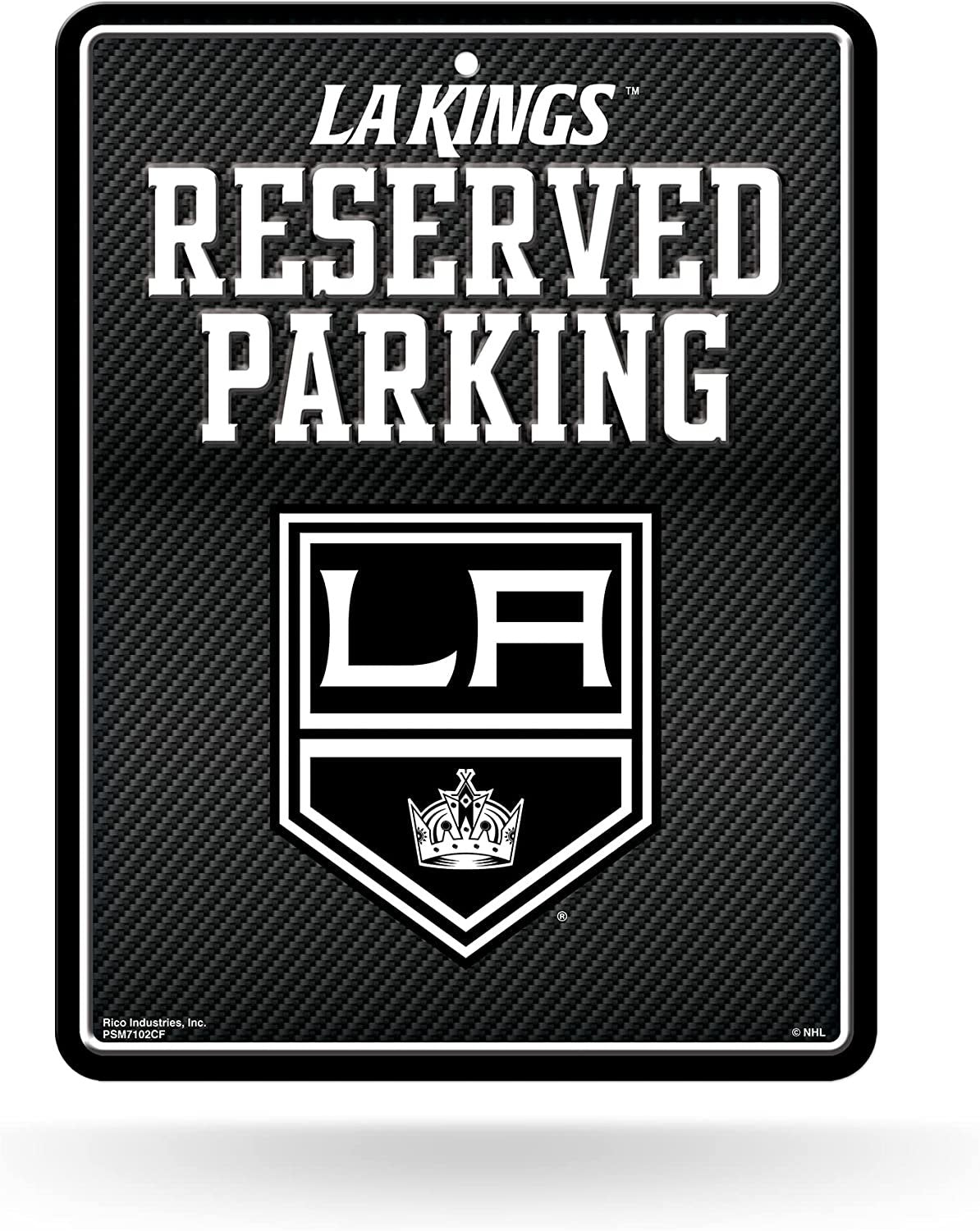 Los Angeles Kings Metal Parking Novelty Wall Sign 8.5 x 11 Inch Carbon Fiber Design by Fielders Choice