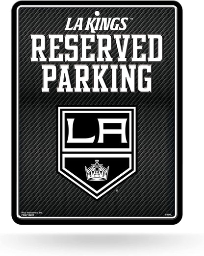 Los Angeles Kings Metal Parking Novelty Wall Sign 8.5 x 11 Inch Carbon Fiber Design by Fielders Choice
