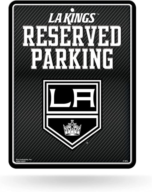 Los Angeles Kings Metal Parking Novelty Wall Sign 8.5 x 11 Inch Carbon Fiber Design by Fielders Choice