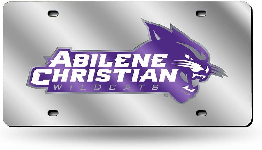 Abilene Christian University Wildcats Premium Laser Cut Tag License Plate, Mirrored Acrylic Inlaid, 6x12 Inch by Fielders Choice