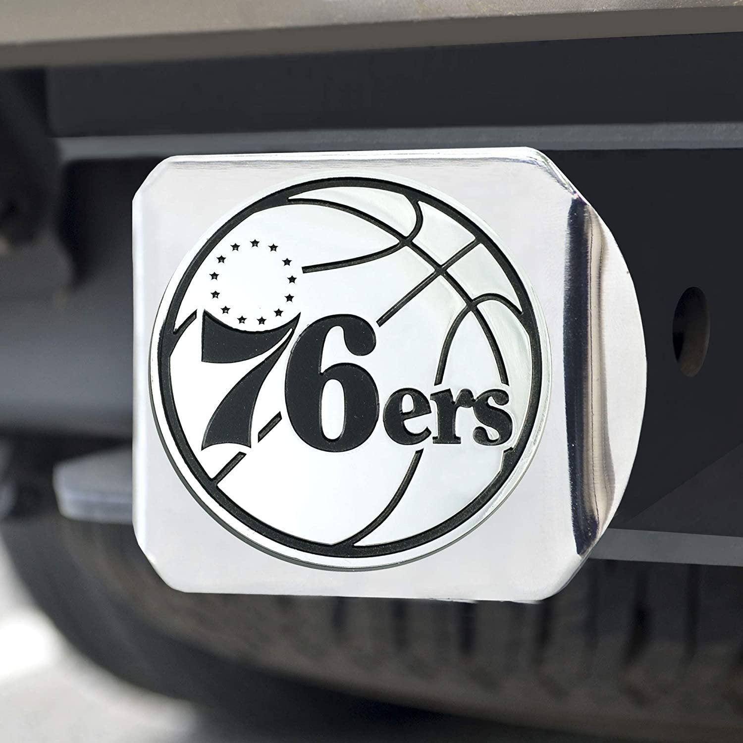 Philadelphia 76ers Hitch Cover Solid Metal with Raised Chrome Metal Emblem 2" Square Type III by Fielders Choice