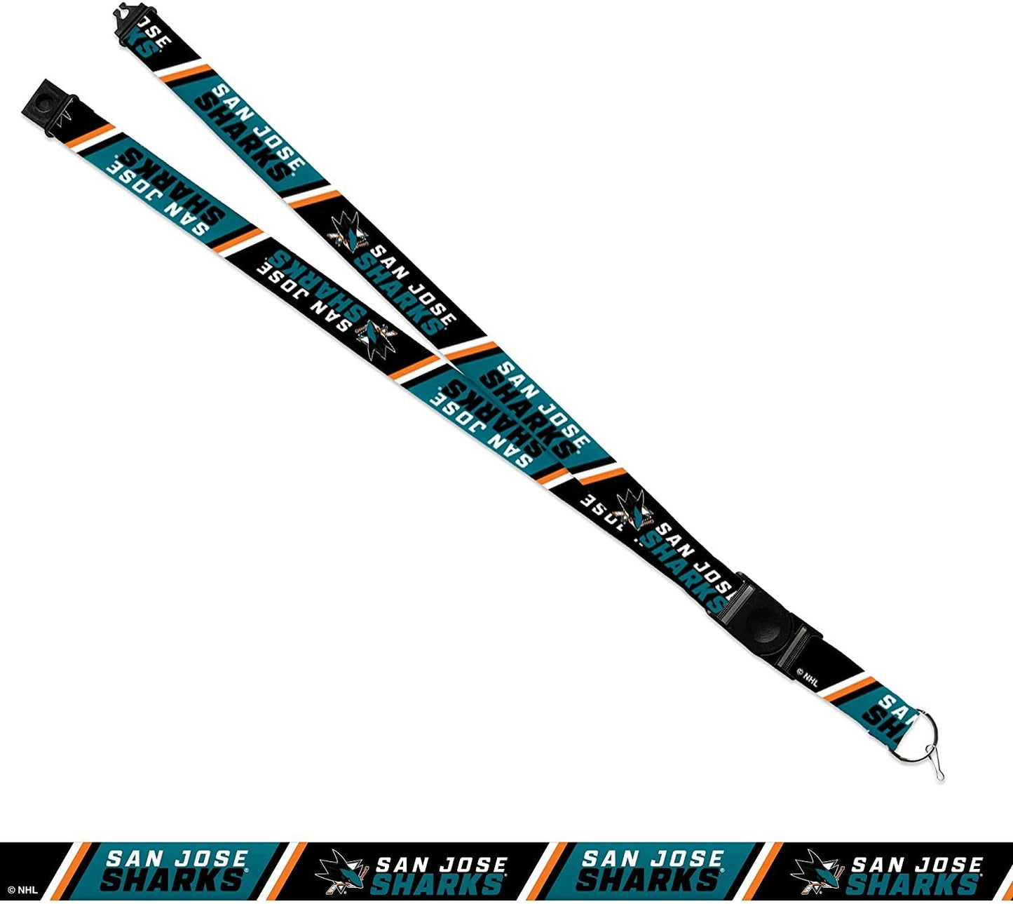 San Jose Sharks Lanyard Keychain Safety Breakaway Double Sided by Fielders Choice