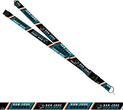 San Jose Sharks Lanyard Keychain Safety Breakaway Double Sided by Fielders Choice