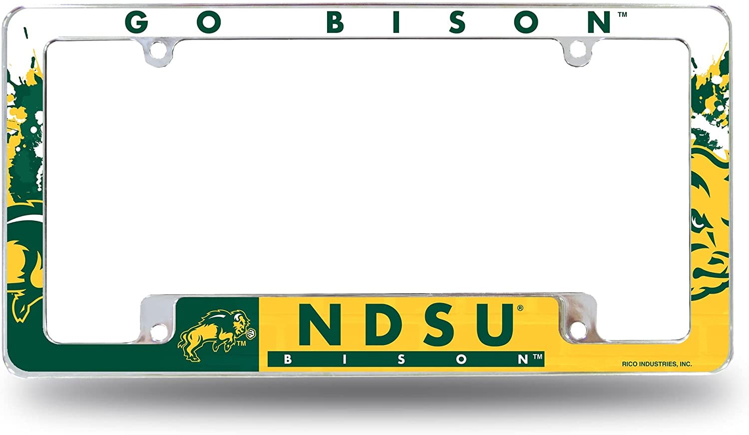 North Dakota State University Bisons Metal License Plate Frame Tag Cover All Over Design 12x6 Inch by Fielders Choice