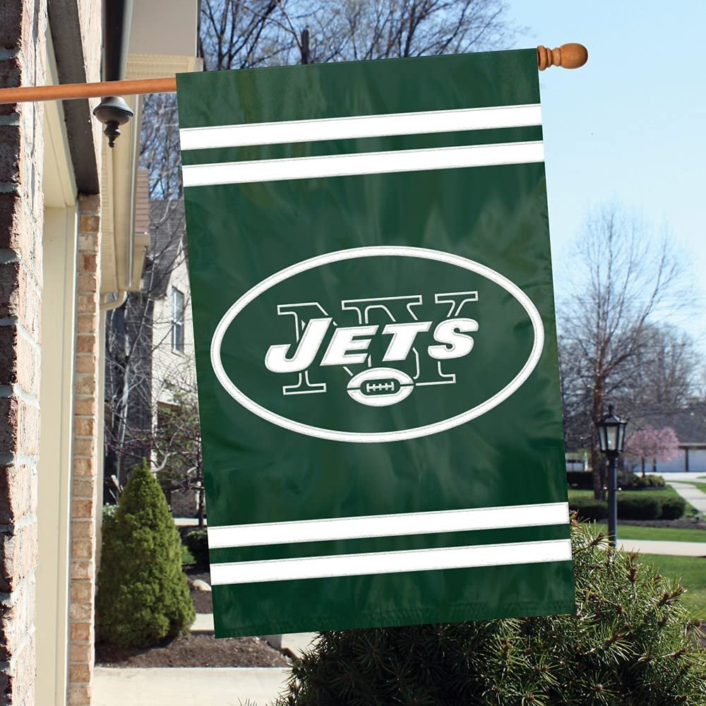 New York Jets Double Sided Banner Flag Embroidered Applique 44x28 Inch by Fielders Choice