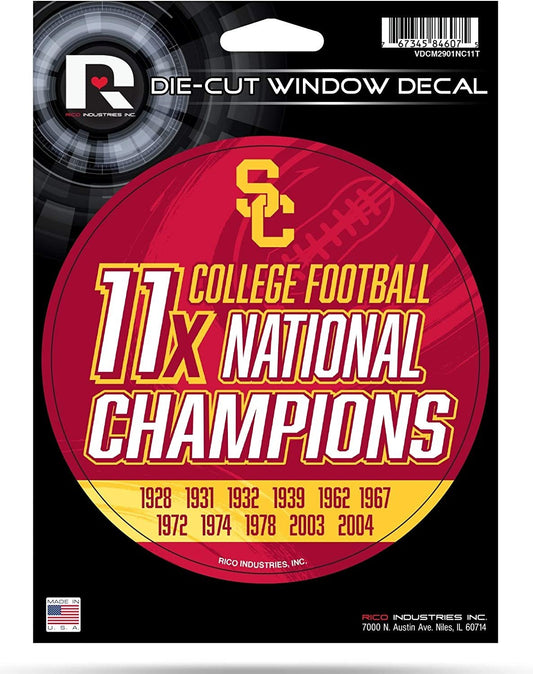 USC Trojans 11X Time Champions 5" Decal Sticker College Football Flat Vinyl Auto Emblem University of Southern California by Fielders Choice