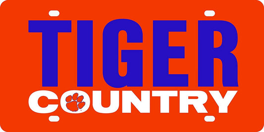 Clemson University Tigers Premium Laser Tag License Plate, Acrylic inlaid, Country Design, 6x12 Inch by Fielders Choice