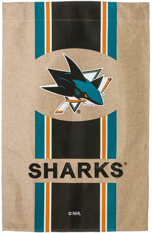 San Jose Sharks Premium Double Sided Banner House Flag, Burlap Design, 28x44 Inch by Fielders Choice