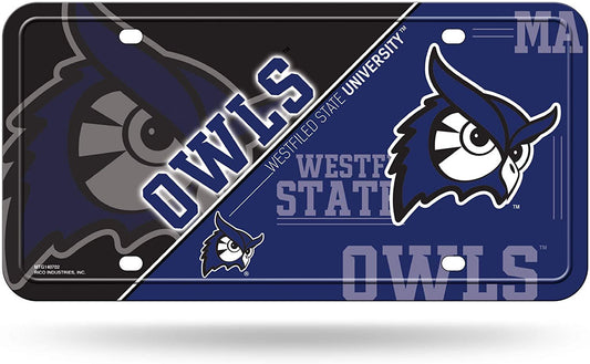 Westfield State University Owls Metal Auto Tag License Plate, Split Design, 6x12 Inch by Fielders Choice