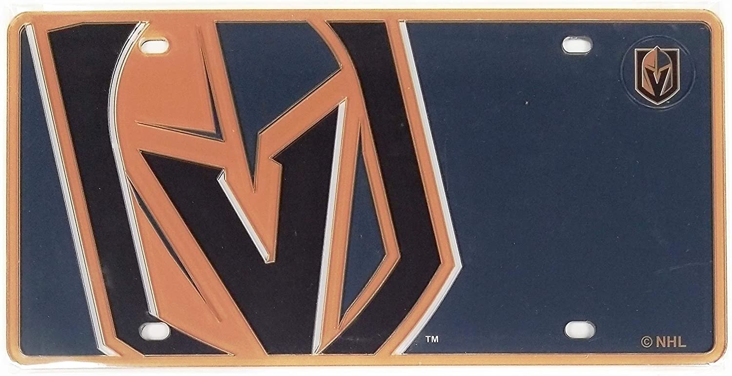 Vegas Golden Knights Premium Laser Cut Tag License Plate, Mega Logo, Mirrored Acrylic Inlaid, 12x6 Inch by Fielders Choice