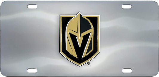 Vegas Golden Knights License Plate Tag, Premium Stainless Steel Diecast, Chrome, Raised Solid Metal Color Emblem, 6x12 Inch by Fielders Choice