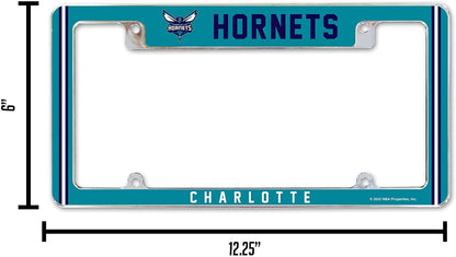 Charlotte Hornets Metal License Plate Frame Chrome Tag Cover Alternate Design 6x12 Inch by Fielders Choice
