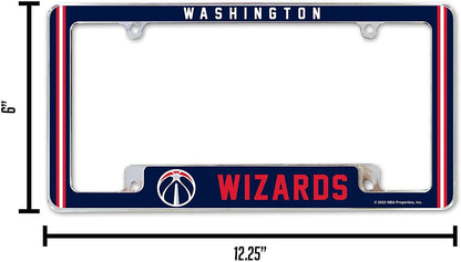 Washington Wizards Metal License Plate Frame Chrome Tag Cover Alternate Design 6x12 Inch by Fielders Choice