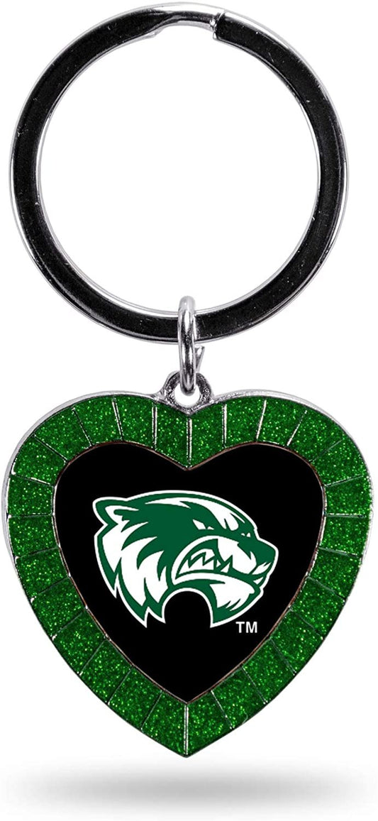 NCAA Utah Valley Wolverines NCAA Rhinestone Heart Colored Keychain, Green, 3-inches in length by Fielders Choice