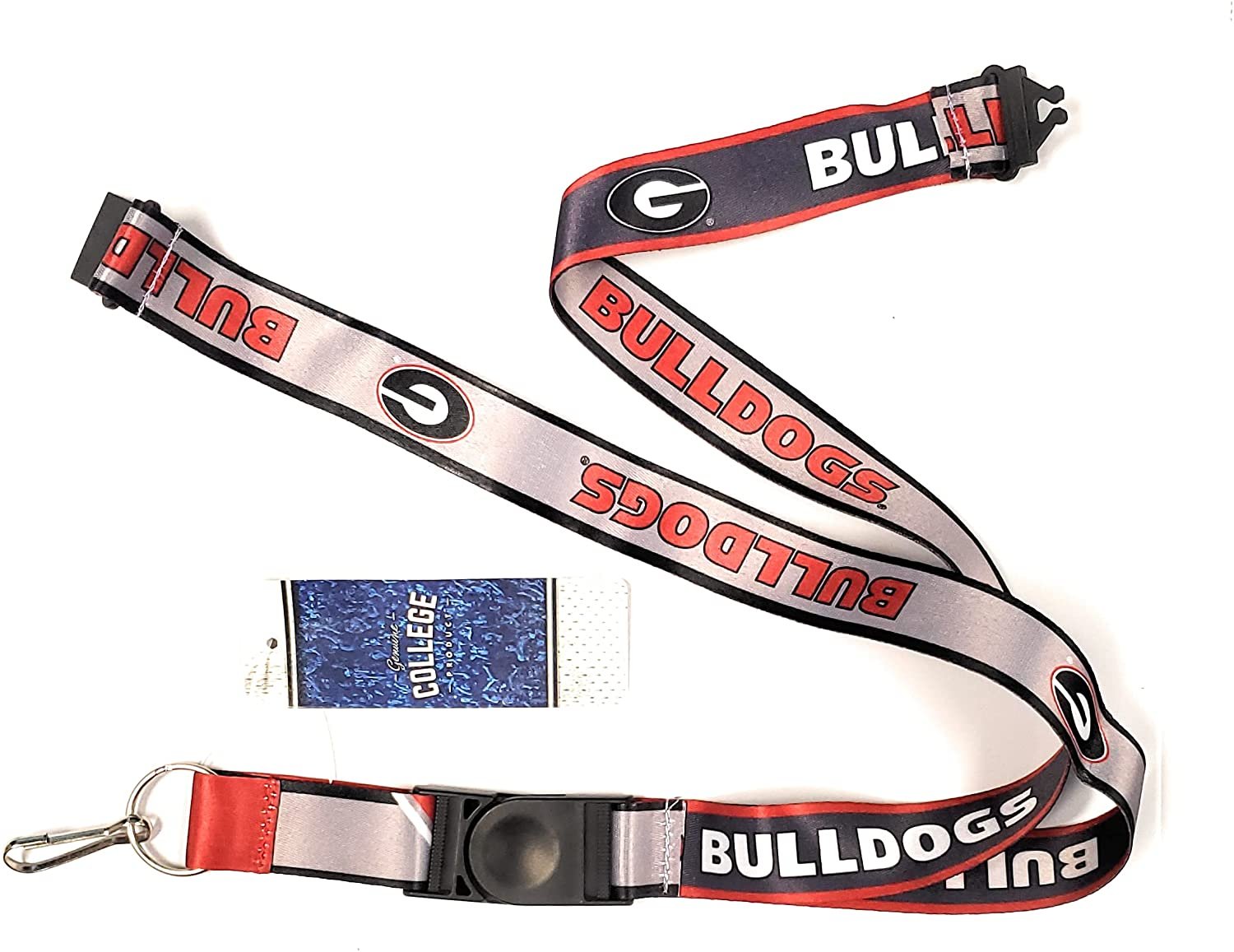 University of Georgia Bulldogs Gray Lanyard Keychain Double Sided Breakaway Safety Design Adult 18 Inch by Fielders Choice