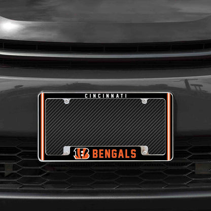 Cincinnati Bengals Metal License Plate Frame Chrome Tag Cover Alternate Design 6x12 Inch by Fielders Choice