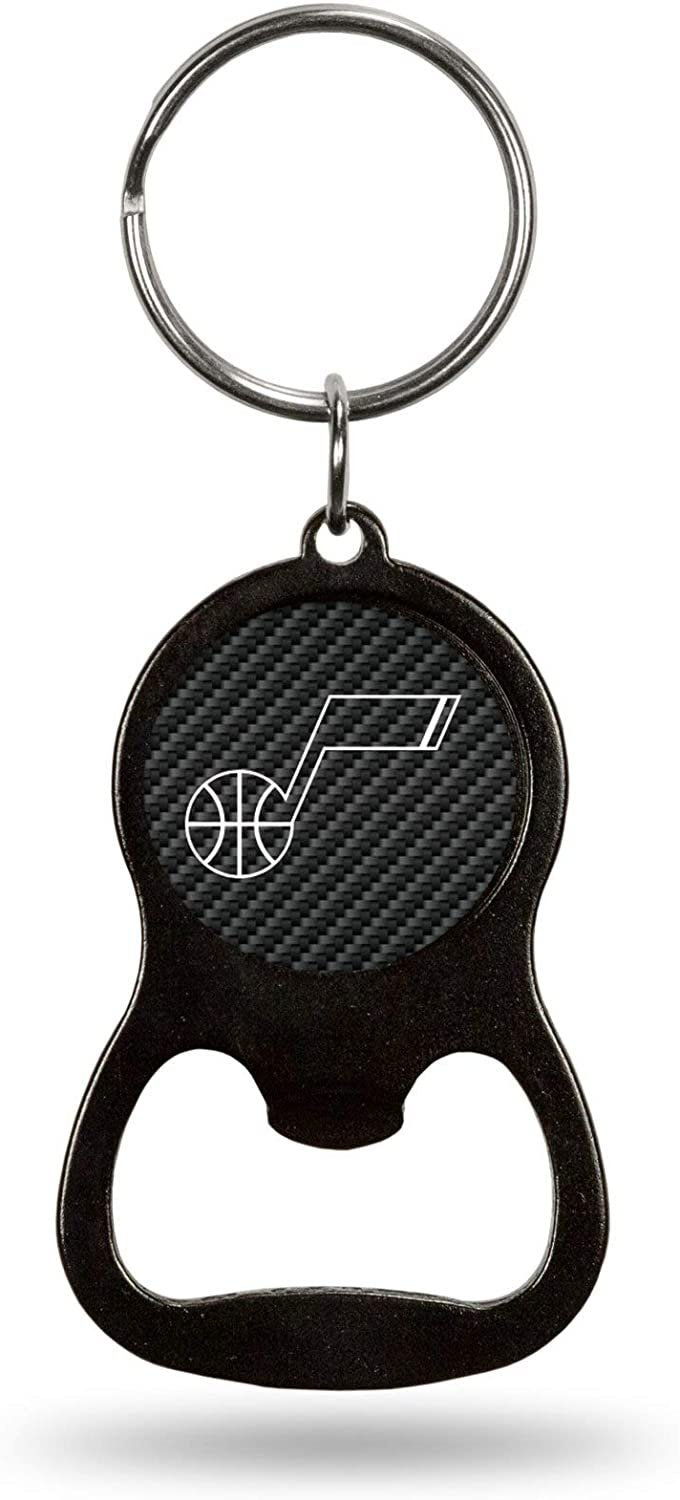 Utah Jazz Bottle Opener Keychain Carbon Fiber Design Metal Basketball by Fielders Choice