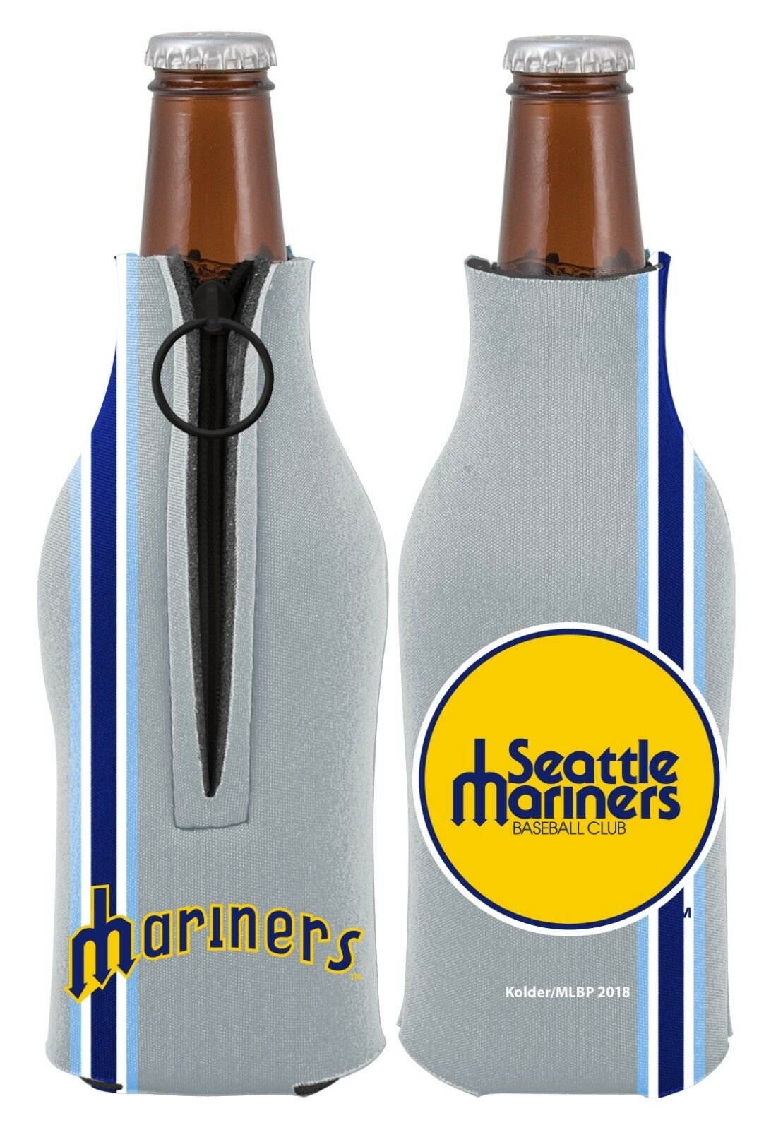 Seattle Mariners 2-PACK Zipper BOTTLE Retro THROWBACK Koozie Neoprene Baseball by Fielders Choice