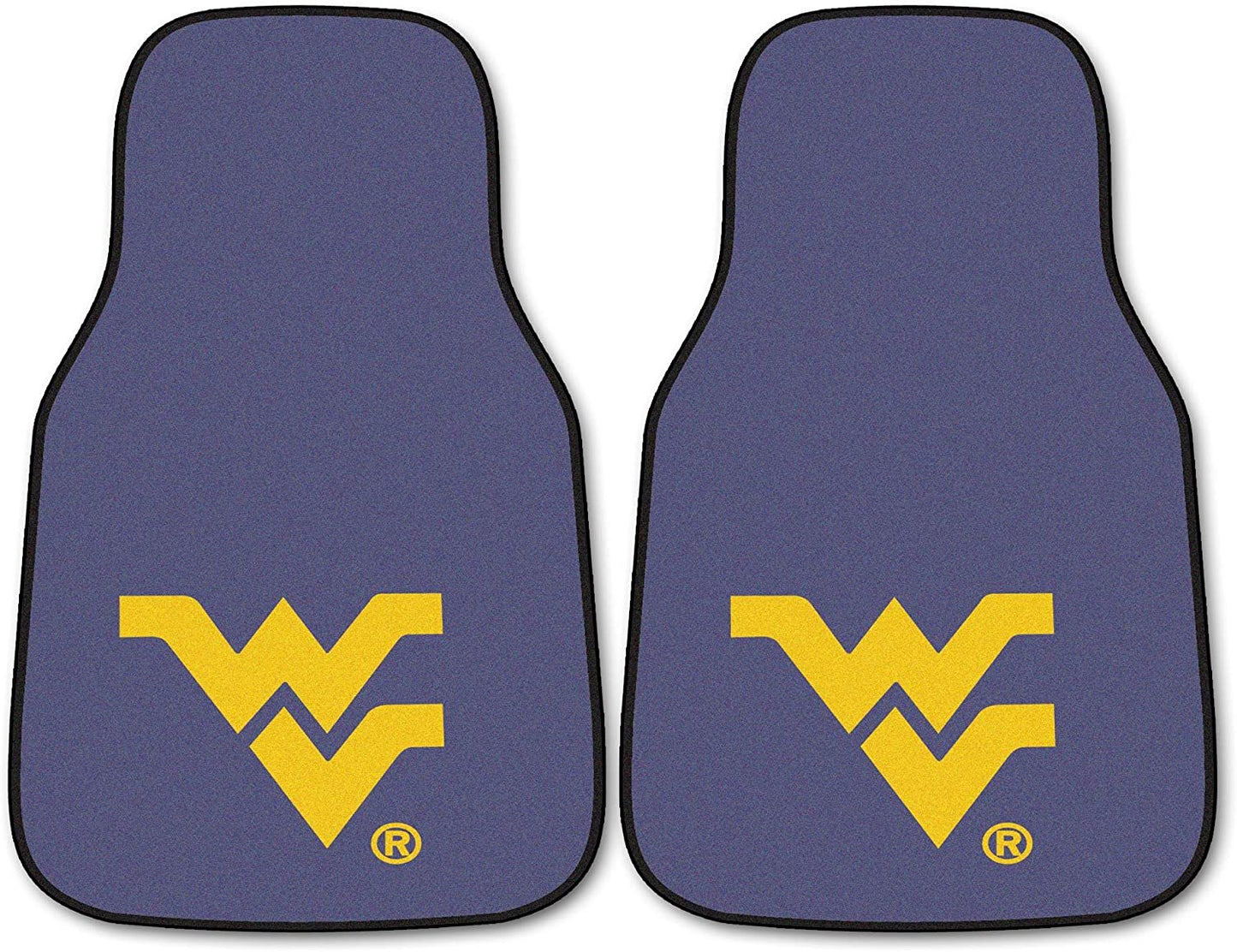 West Virginia University Mountaineers Front Floor Mats, Carpet Car Set, 18x27 Inch, Nylon, Set of 2 by Fielders Choice