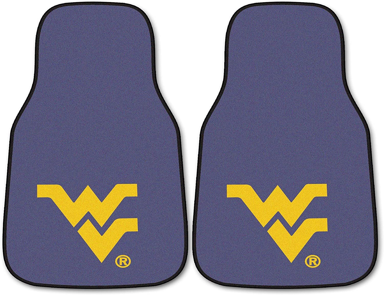 West Virginia University Mountaineers Front Floor Mats, Carpet Car Set, 18x27 Inch, Nylon, Set of 2 by Fielders Choice