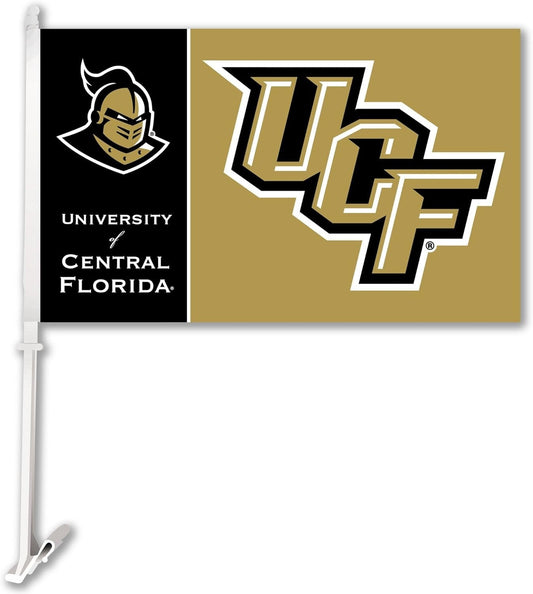 University of Central Florida UCF Knights Premium Double Sided Car Flag Banner with included Plastic Display Pole by Fielders Choice