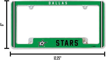 Dallas Stars Metal License Plate Frame Chrome Tag Cover Alternate Design 6x12 Inch by Fielders Choice