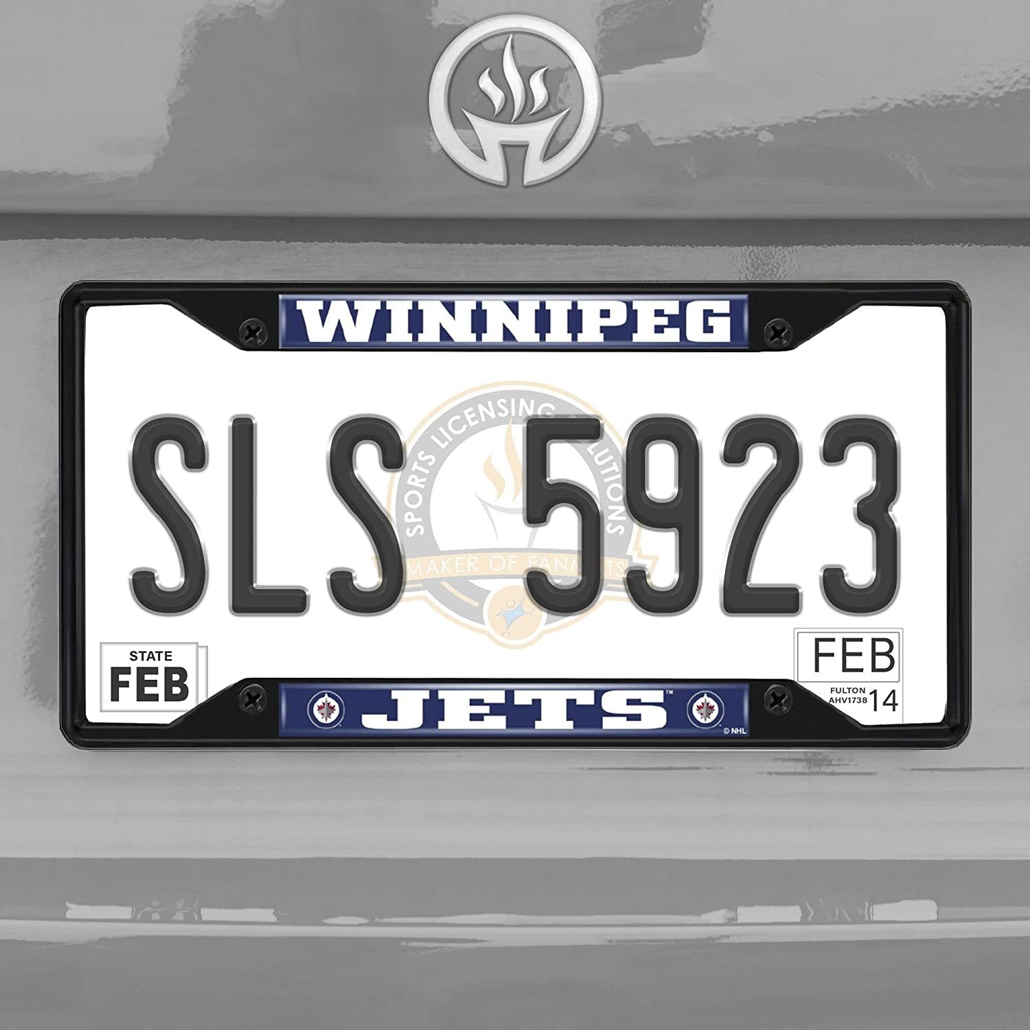 Winnipeg Jets Black Metal License Plate Frame Auto tag Cover, 12x6 Inch by Fielders Choice