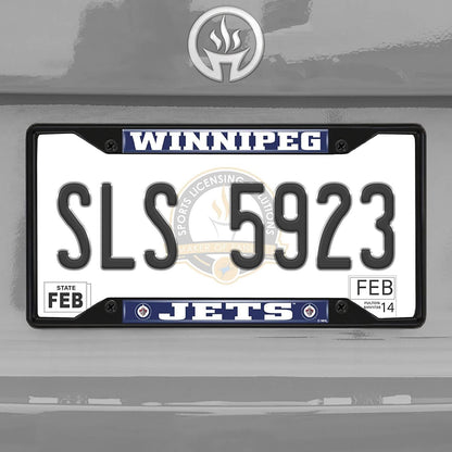 Winnipeg Jets Black Metal License Plate Frame Auto tag Cover, 12x6 Inch by Fielders Choice