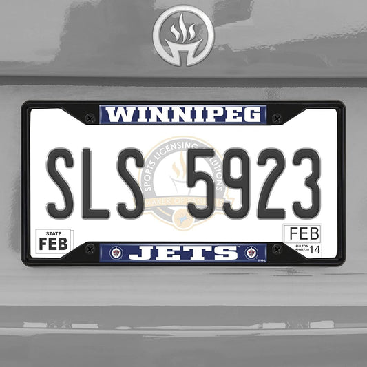 Winnipeg Jets Black Metal License Plate Frame Auto tag Cover, 12x6 Inch by Fielders Choice