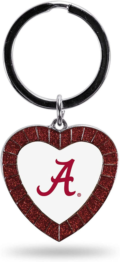 NCAA Alabama Crimson Tide NCAA Rhinestone Heart Colored Keychain, Maroon, 3-inches in length by Fielders Choice