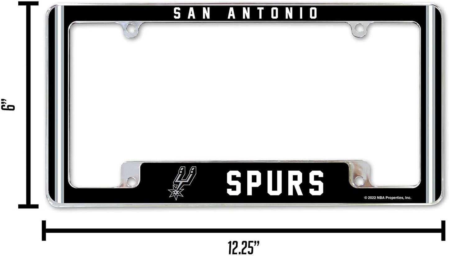San Antonio Spurs Metal License Plate Frame Chrome Tag Cover Alternate Design 6x12 Inch by Fielders Choice