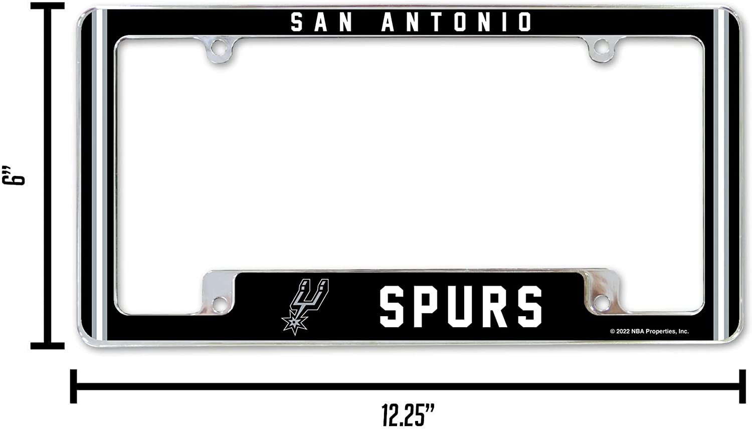 San Antonio Spurs Metal License Plate Frame Chrome Tag Cover Alternate Design 6x12 Inch by Fielders Choice