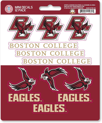Boston College Eagles 12-Piece Mini Decal Sticker Set, 5x6 Inch Sheet, Gift for football fans for any hard surfaces around home, automotive, personal items by Fielders Choice