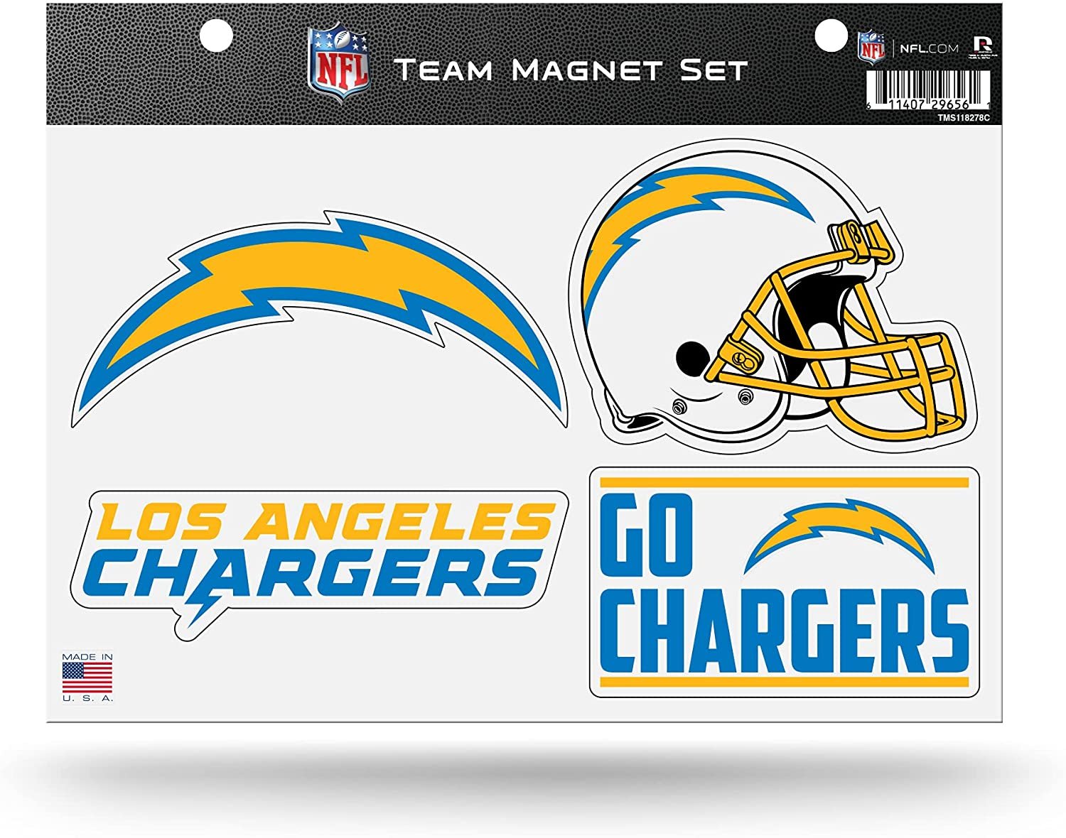 Los Angeles Chargers Multi Magnet Set, 8.5x11 Inch Sheet, Die Cut, Auto Home by Fielders Choice