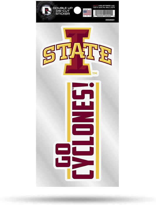 Iowa State University Cyclones 2-Piece Double Up Die Cut Sticker Decal Sheet, 4x8 Inch by Fielders Choice