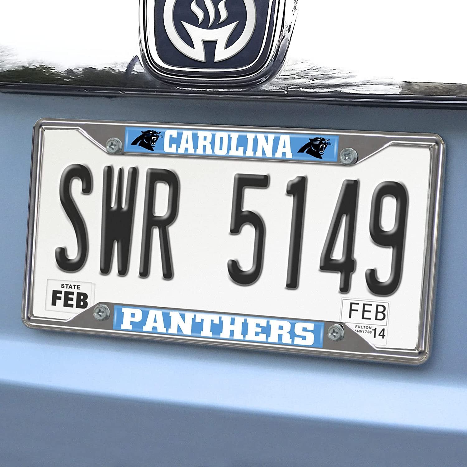 Carolina Panthers Metal License Plate Frame Chrome Tag Cover 6x12 Inch by Fielders Choice