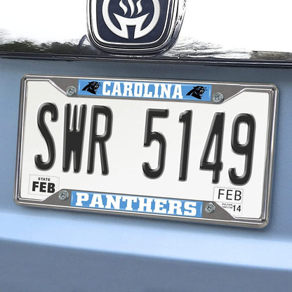 Carolina Panthers Metal License Plate Frame Chrome Tag Cover 6x12 Inch by Fielders Choice