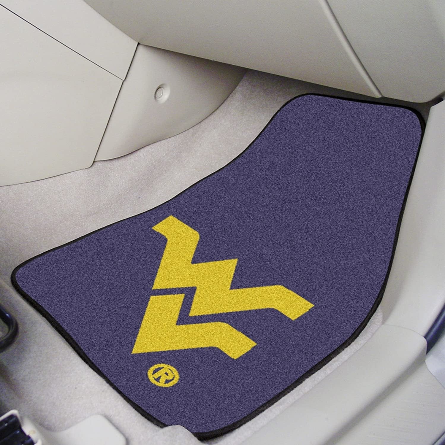 West Virginia University Mountaineers Front Floor Mats, Carpet Car Set, 18x27 Inch, Nylon, Set of 2 by Fielders Choice