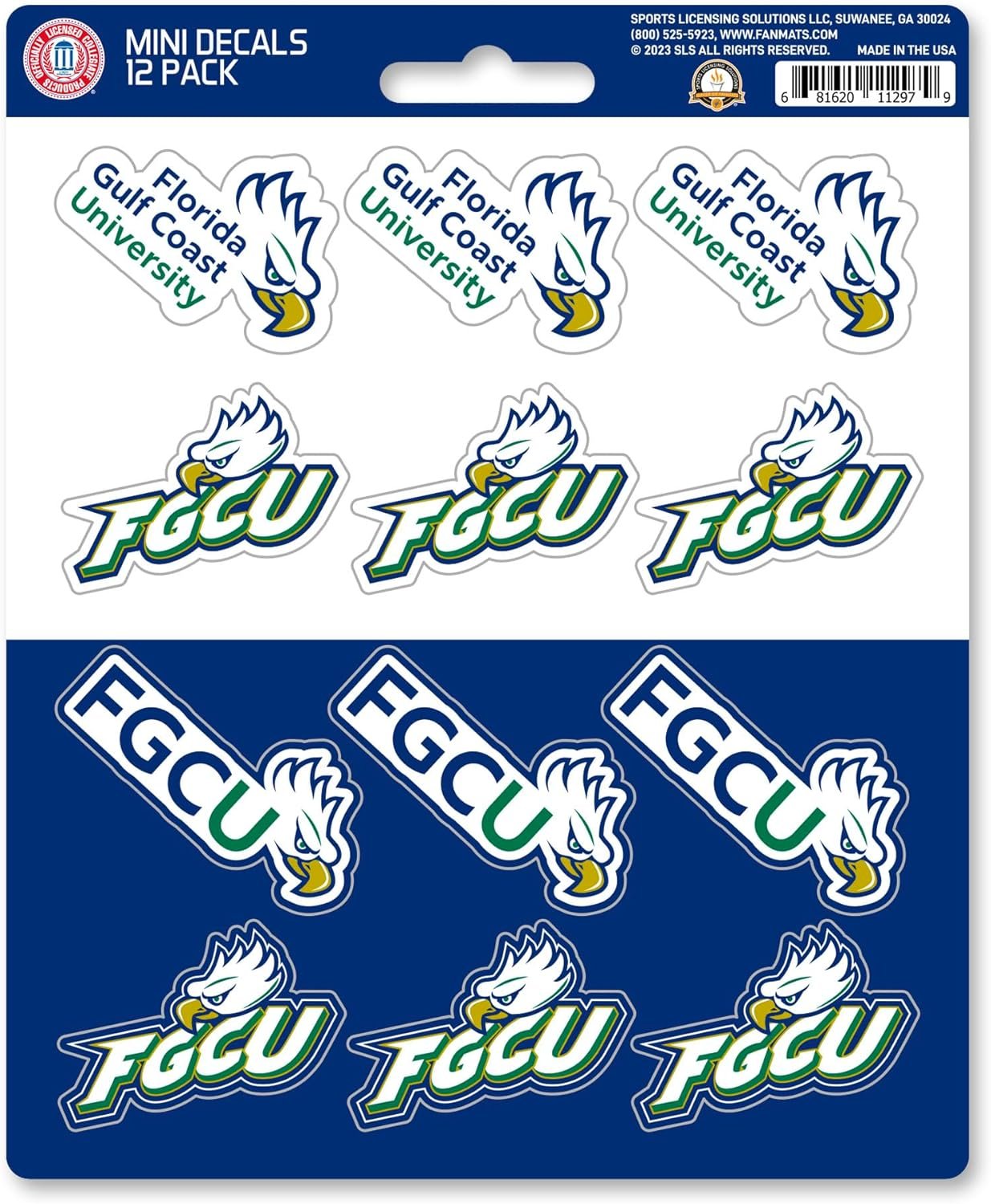 Florida Atlantic University Owls 12-Piece Mini Decal Sticker Set, 5x6 Inch Sheet, Gift for football fans for any hard surfaces around home, automotive, personal items by Fielders Choice