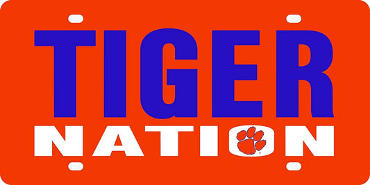 Clemson University Tigers Premium Laser Tag License Plate, Acrylic, Nation Design, 6x12 Inch by Fielders Choice