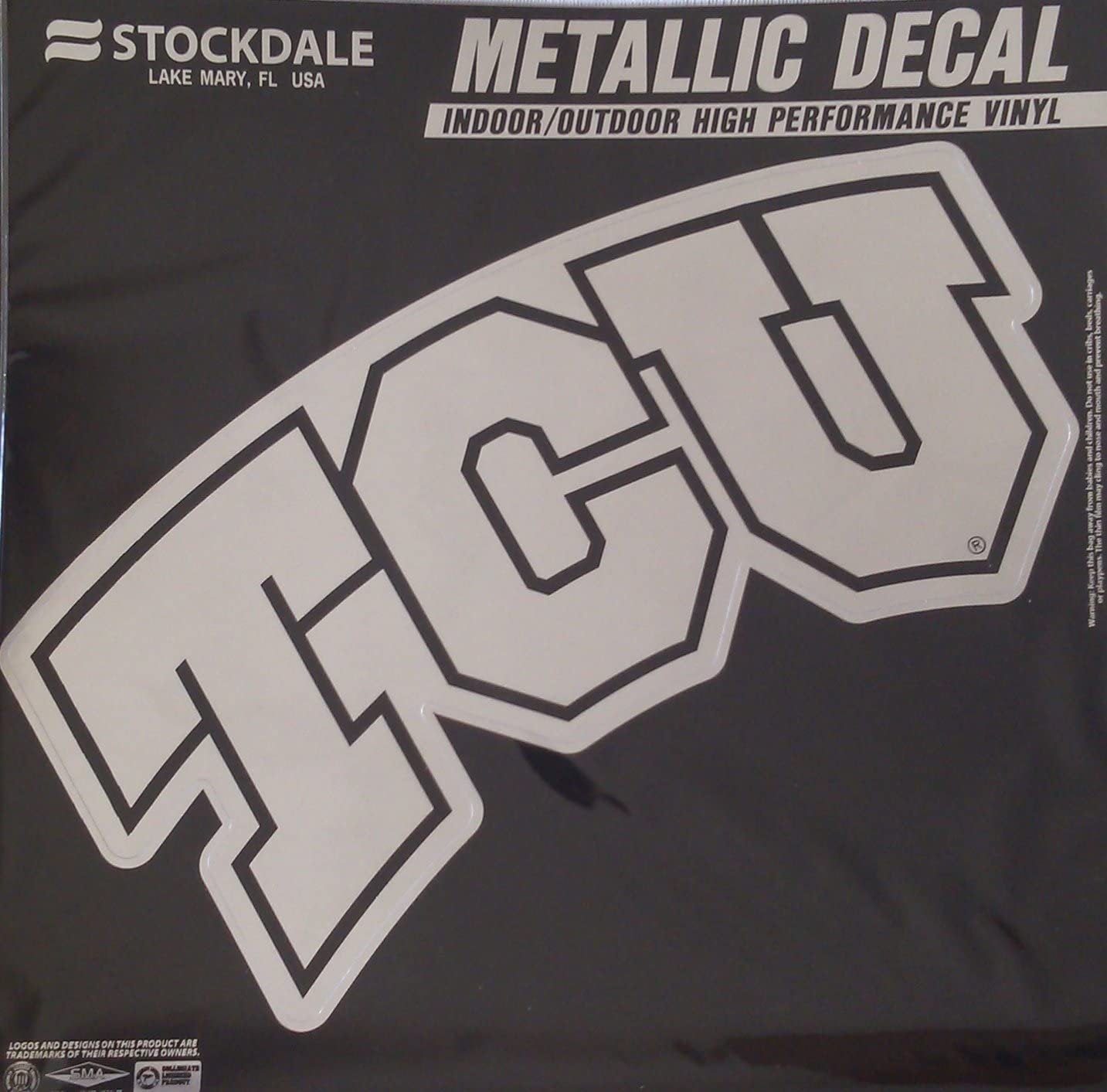 Texas Christian Horned Frogs TCU 12" Large Silver Metallic Vinyl Auto Decal University Of by Fielders Choice