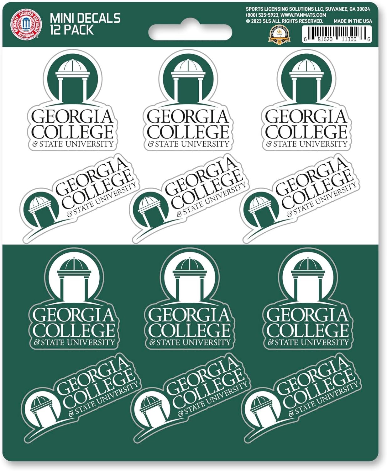 Georgia College & State University Panthers 12-Piece Mini Decal Sticker Set, 5x6 Inch Sheet, Gift for football fans for any hard surfaces around home, automotive, personal items by Fielders Choice