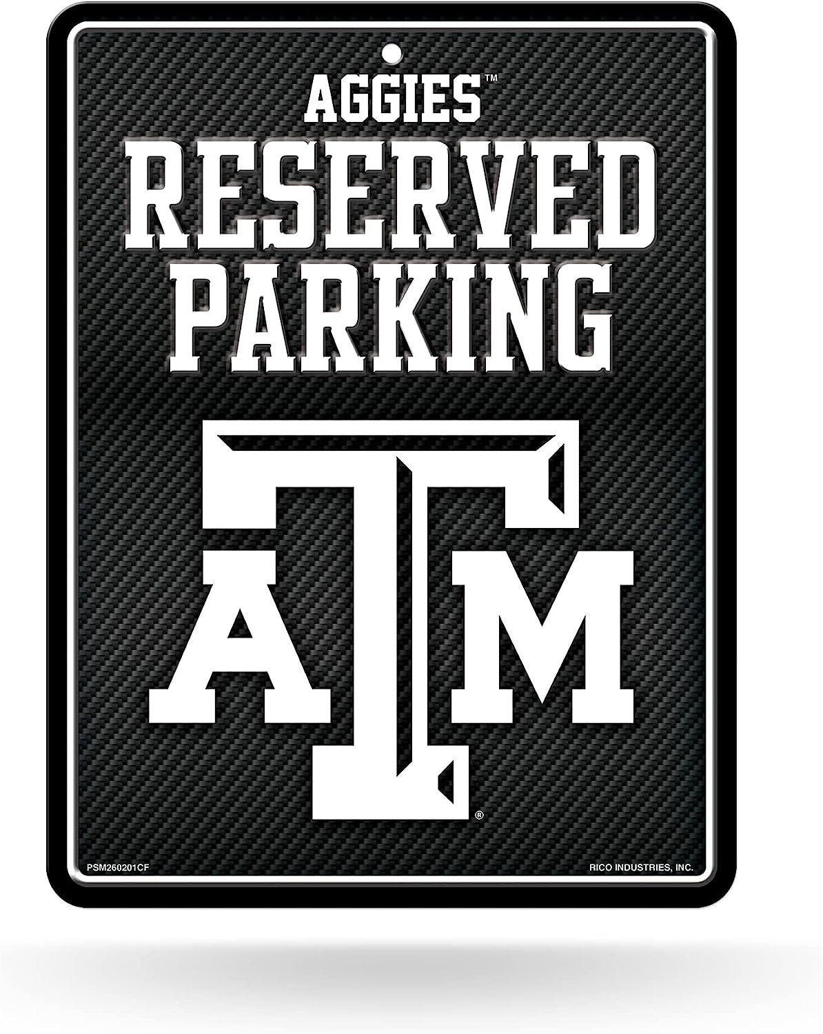 Texas A&M University Aggies Metal Parking Novelty Wall Sign 8.5 x 11 Inch Carbon Fiber Design by Fielders Choice