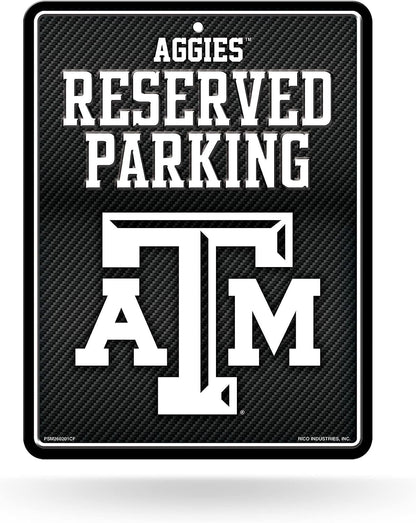 Texas A&M University Aggies Metal Parking Novelty Wall Sign 8.5 x 11 Inch Carbon Fiber Design by Fielders Choice
